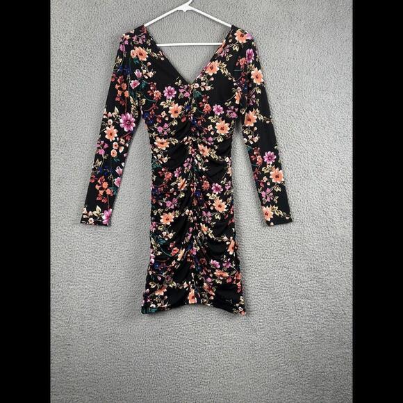 GUESS Dress Womens 4 Black Zipper Long Sleeve Body Con Lined Short Stretch - Picture 1 of 12